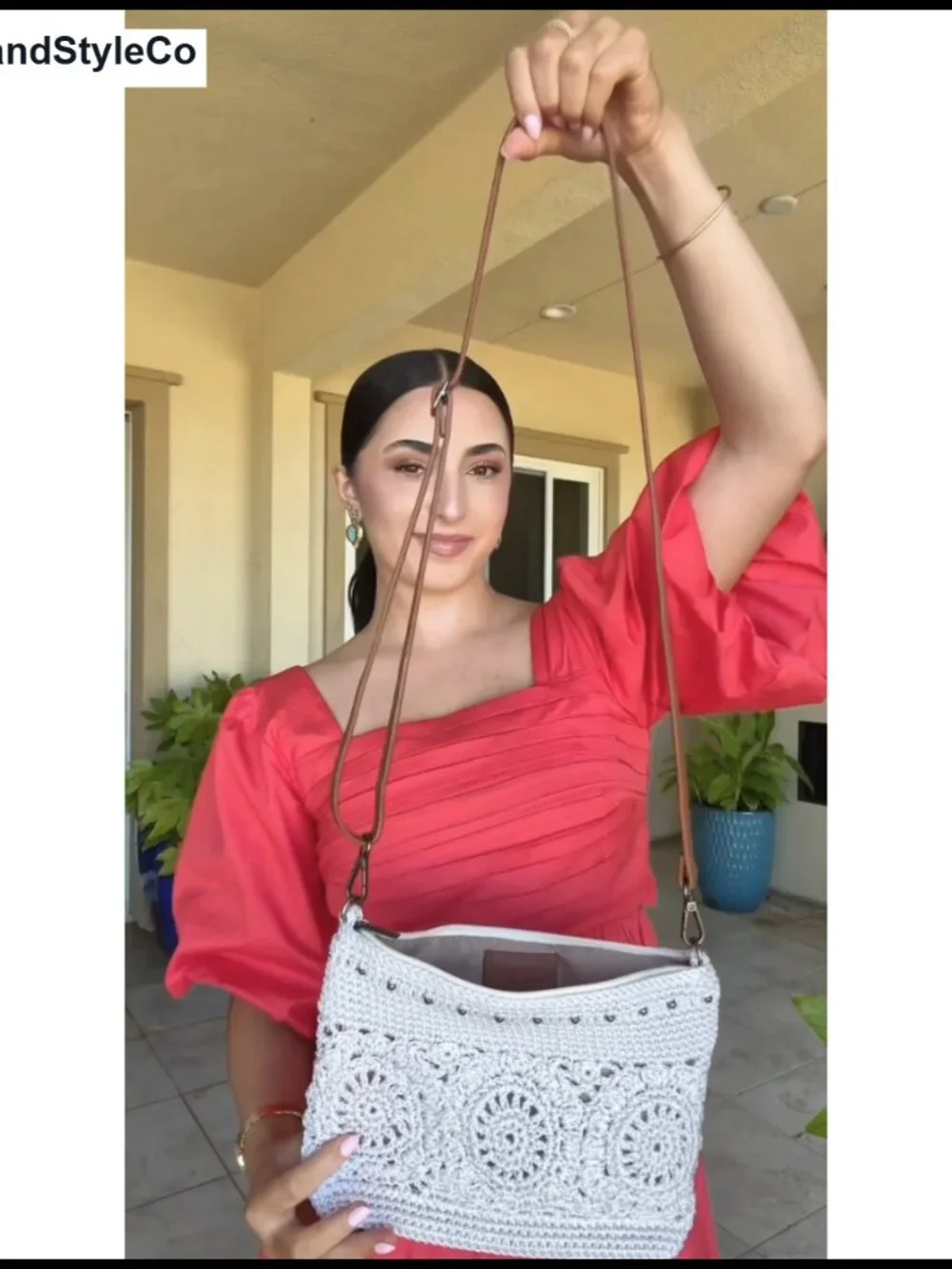 Woven Crossbody Bag for Women - Lightweight Crochet Purse with Adjustable Strap